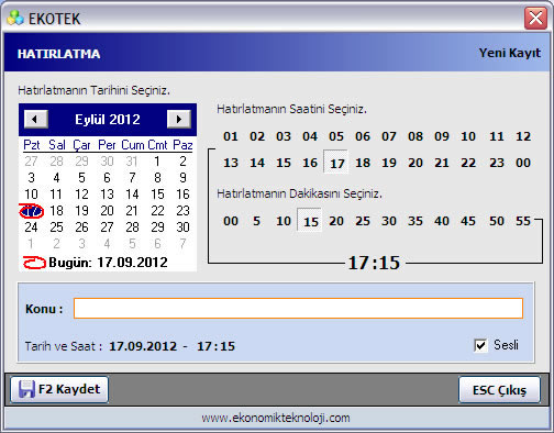 Hatırlatma Ekleme