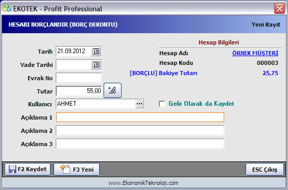 Hesabı Borçlandır