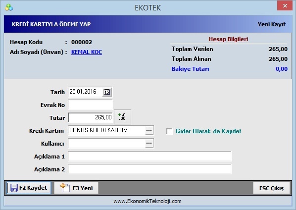 Kredi Kartıyla Ödeme Yap