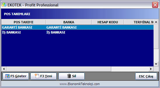 Pos Hesapları Ekleme