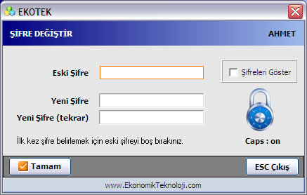 Kullanıcısı Şifresi Belirleme