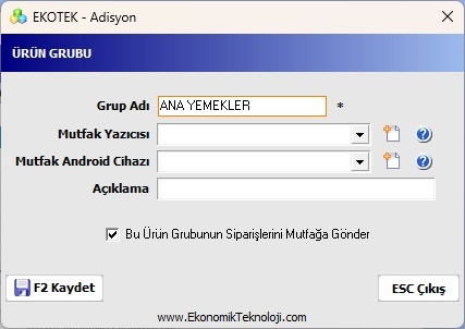 Ürün Grubu Ekle