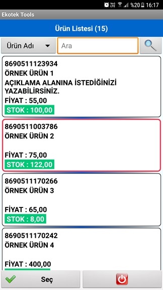 Ürün Listesi (Uygulama)