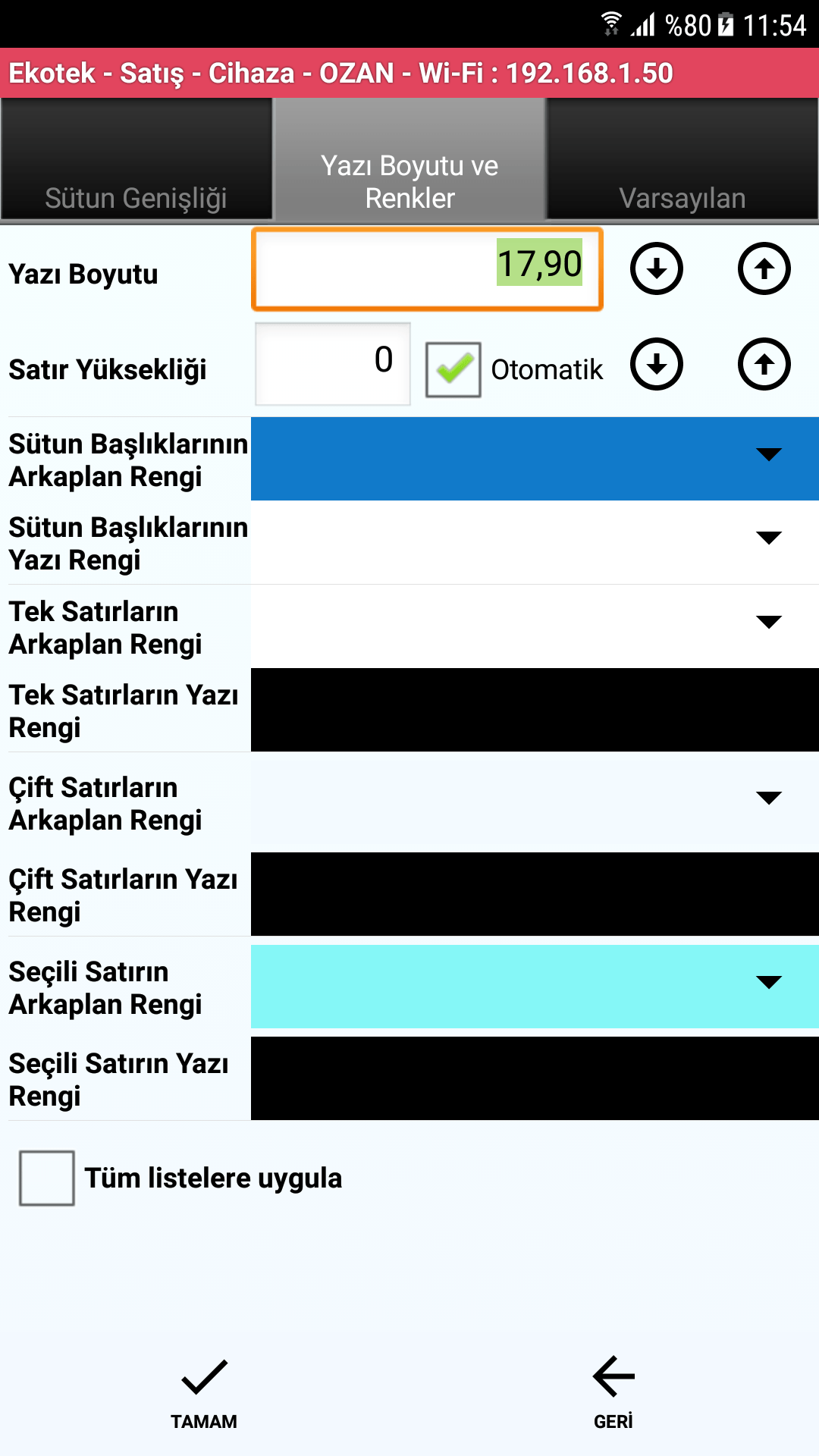 Liste Ayarları 2