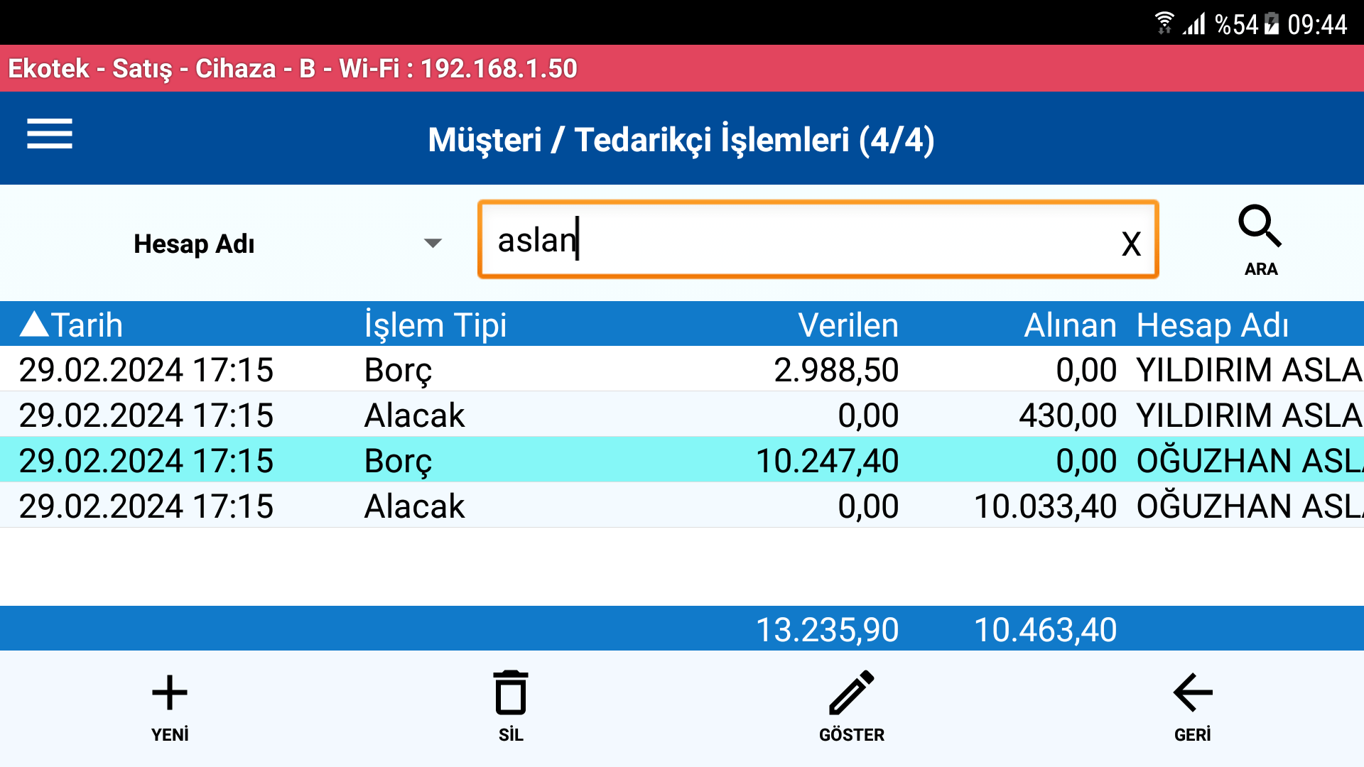 Müşteri İşlemleri