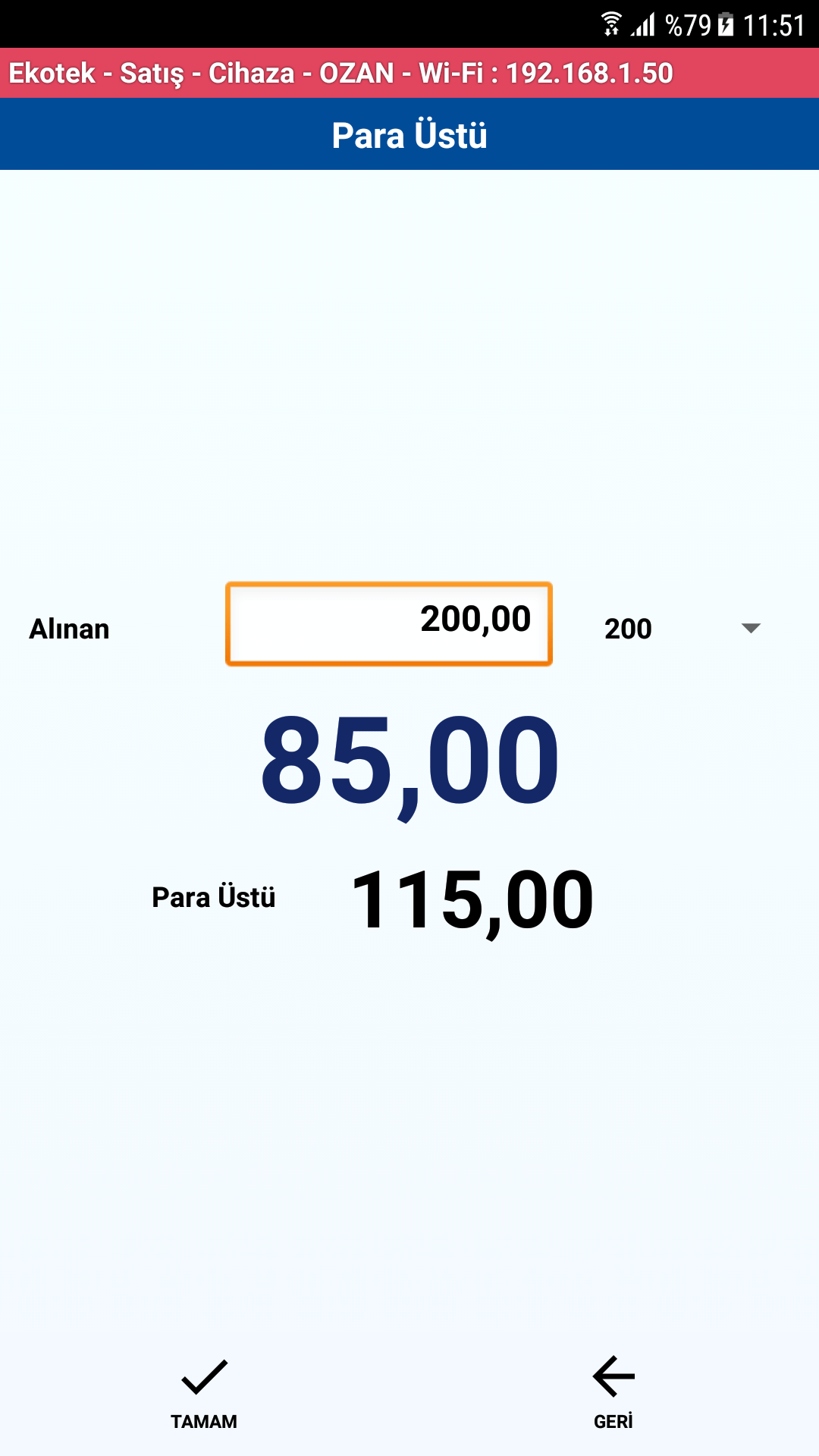 Büyük Tutar ve Para Üstü