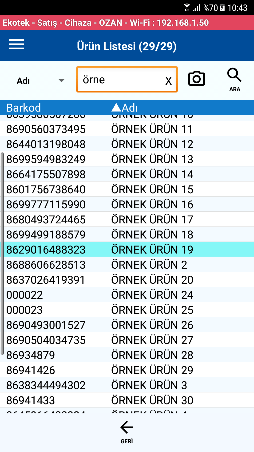 Ürün Listesi Dikey