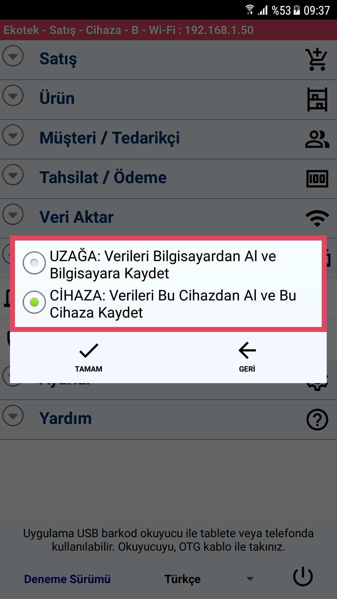 Uzağa Cihaza Mod Geçişi