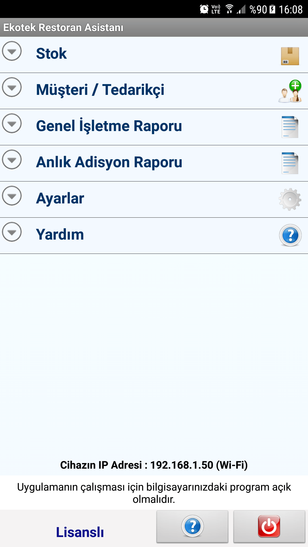 Android Patron - Ana Menü