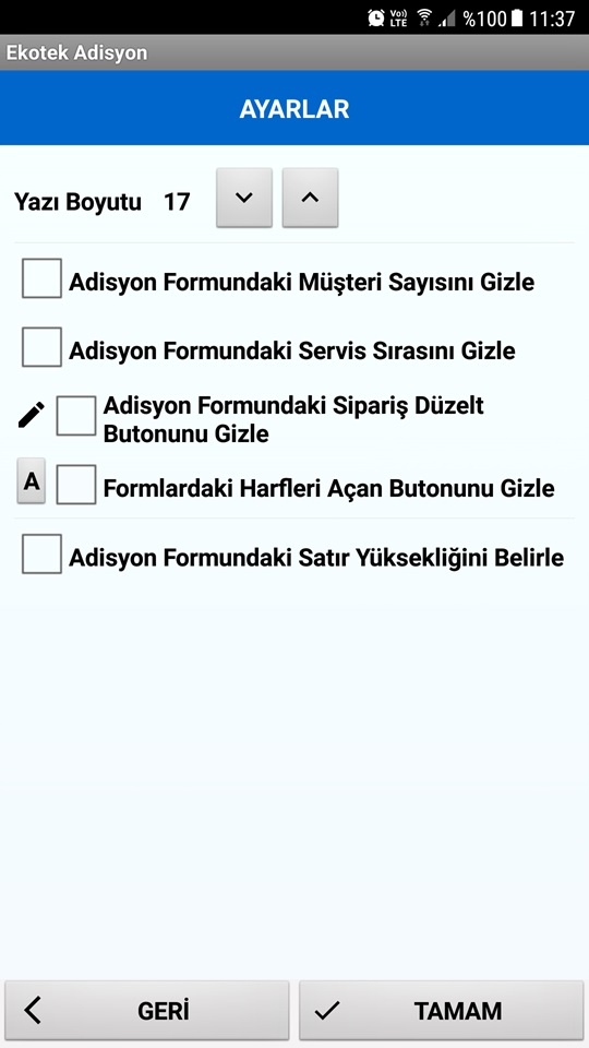 Android Garson - Ayarlar